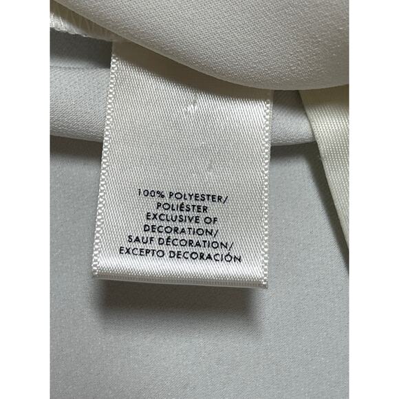 Ann Taylor White Black Half Sleeve Pleated Stripe Boat Neck Blouse Top Size M - Picture 5 of 5